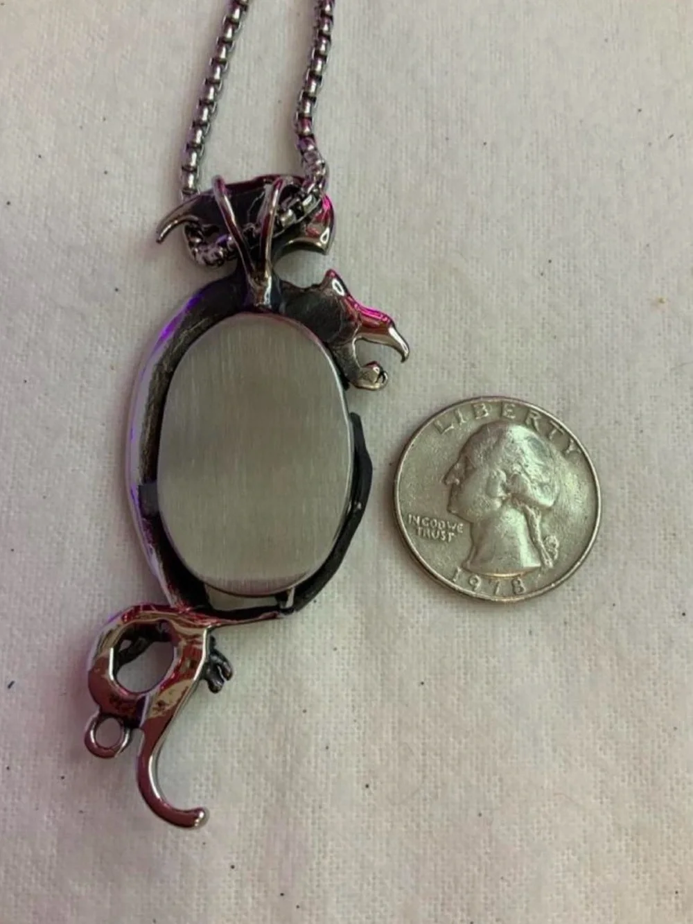 Dragon Crystal Pendant Necklace - Stainless Steel with Large Crystal (Z-2)